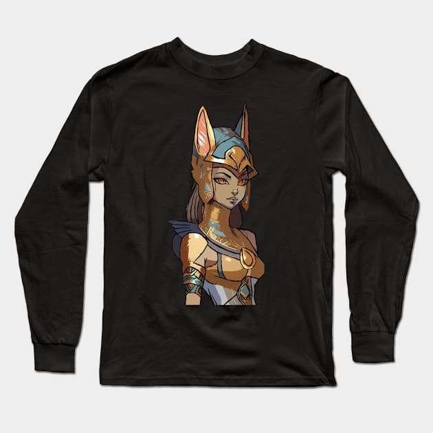 Bastet Feline Protector Long Sleeve T-Shirt by DravenWaylon